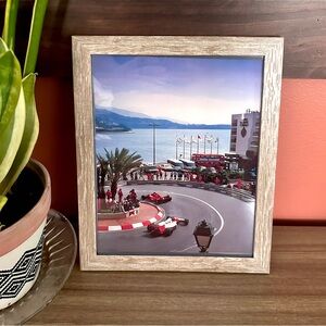 Vtg Monaco F1 Grand Prix Car Race Framed Mediterranean Canvas Art Print Framed